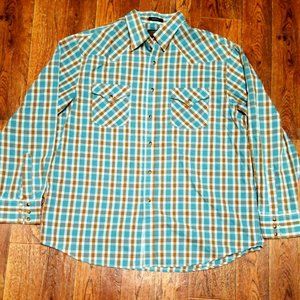 Pendleton Blue and Brown Plaid Casual Button Down Shirt